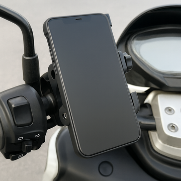 RoadTitan™ 360° Elite – Heavy-Duty Full Metal Bike & Scooty Phone Mount with Shock-Absorbing Pads