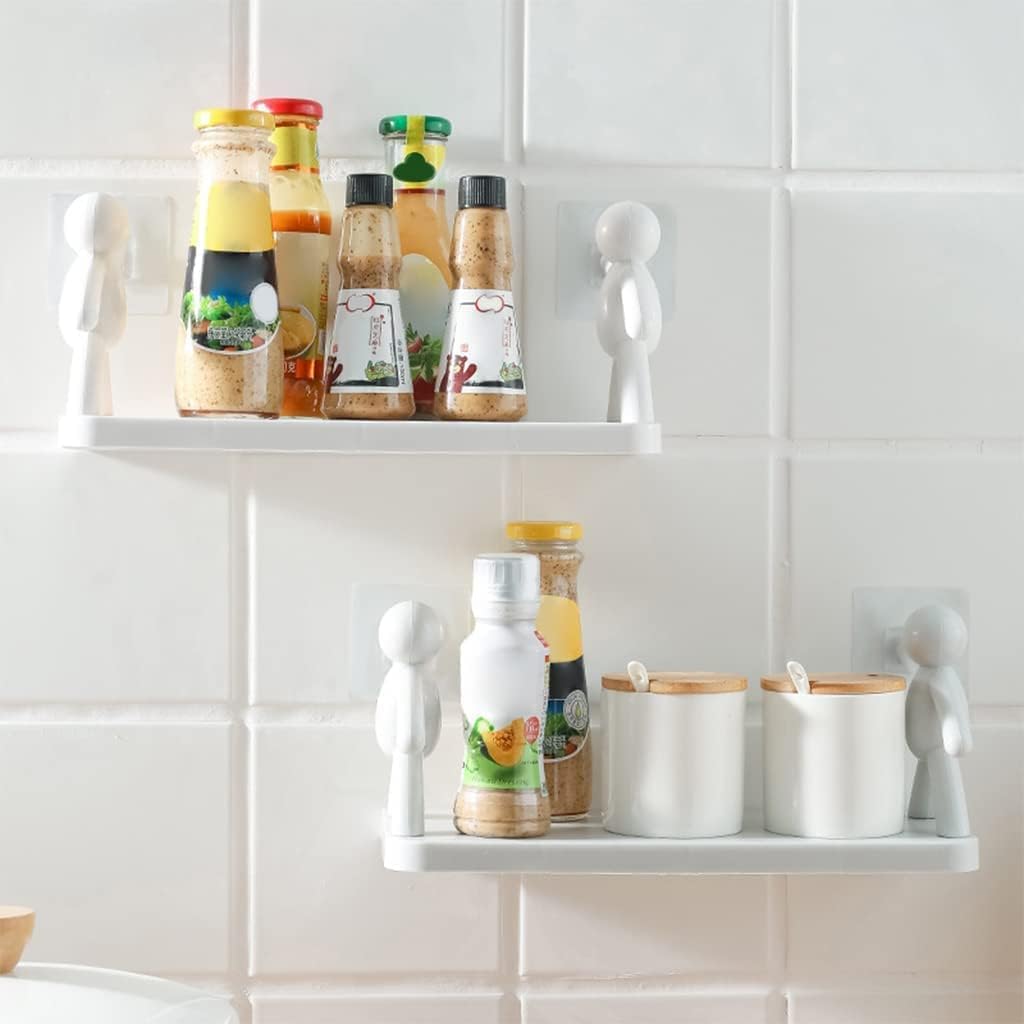 KAVSIYA Wall Mounted Plastic Bathroom Shelf/Wall Shelf/Wall Mounted Shelf/Self Adhesive Shelf with 2 Self Adhesive Stickers (White)