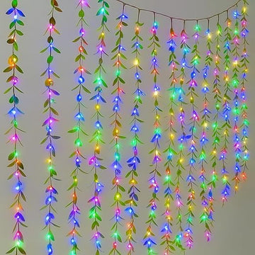 200 LED Leaf Vine Curtain Multi Color Fairy Lights