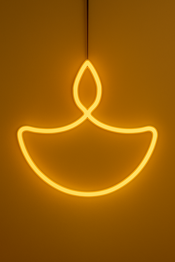 Festive Neon Diya (Warm White / RGB)