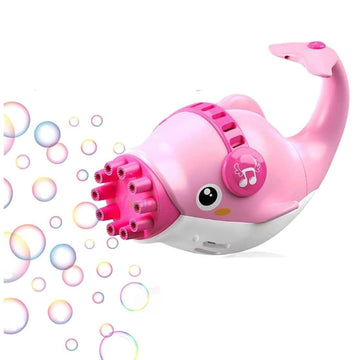 Dolphin Gatling Bubble Gun, 10-Holes Electric Bubble Maker with 1 Bubble Solution, Summer Outdoor Activities