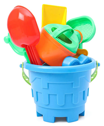 Sand Game Castle Building Plastic Beach Toy Set for Kids Summer Fun Creative Activity Playset& Gardening Tool with Accessories & Bucket