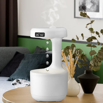Anti-Gravity Water Droplet Humidifier with 2 Modes, Auto-Shut Off Mist Humidifier Night Light Quiet Essential Oil Diffuser Cool Mist Air Humidifier