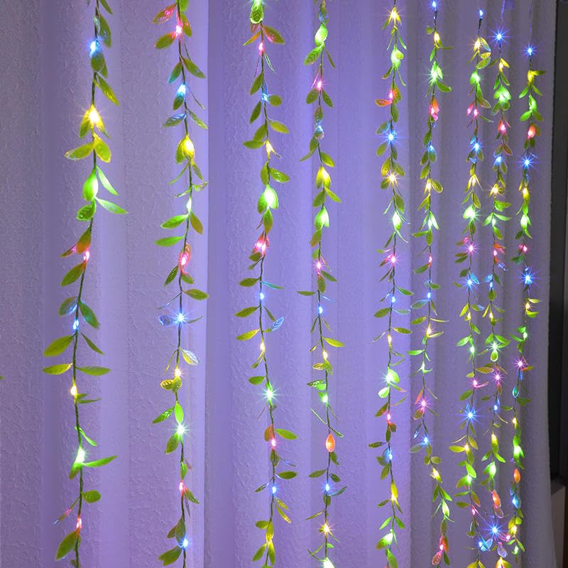 200 LED Leaf Vine Curtain Multi Color Fairy Lights