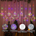 Qshare Neon Star String Lights - 5 Big and 5 Small Stars, Decorative LED Curtain Lights with 8 Flash Modes for Home, Balcony, Wall, Cafe, Indoor Outdoor Use, Festival & Celebration Decor (Multi)