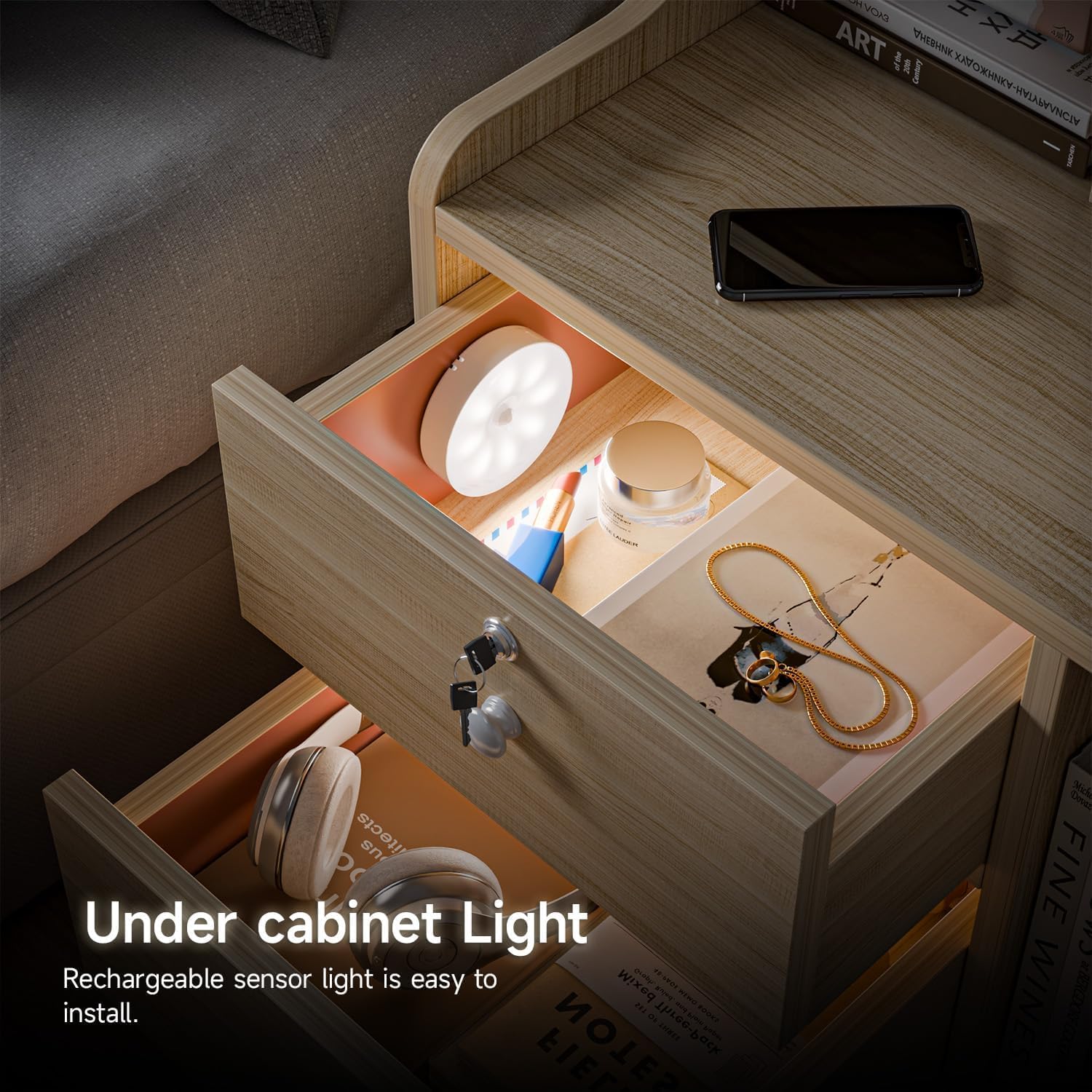 Motion Sensor Light for Home (Pack of 2) with USB Charging Wireless Self Adhesive LED Body Induction Lamp Sensor Light for Wardrobe Lights with Sensor Night Light for Cupboard Stairs