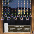 Qshare Neon Star String Lights - 5 Big and 5 Small Stars, Decorative LED Curtain Lights with 8 Flash Modes for Home, Balcony, Wall, Cafe, Indoor Outdoor Use, Festival & Celebration Decor (Multi)