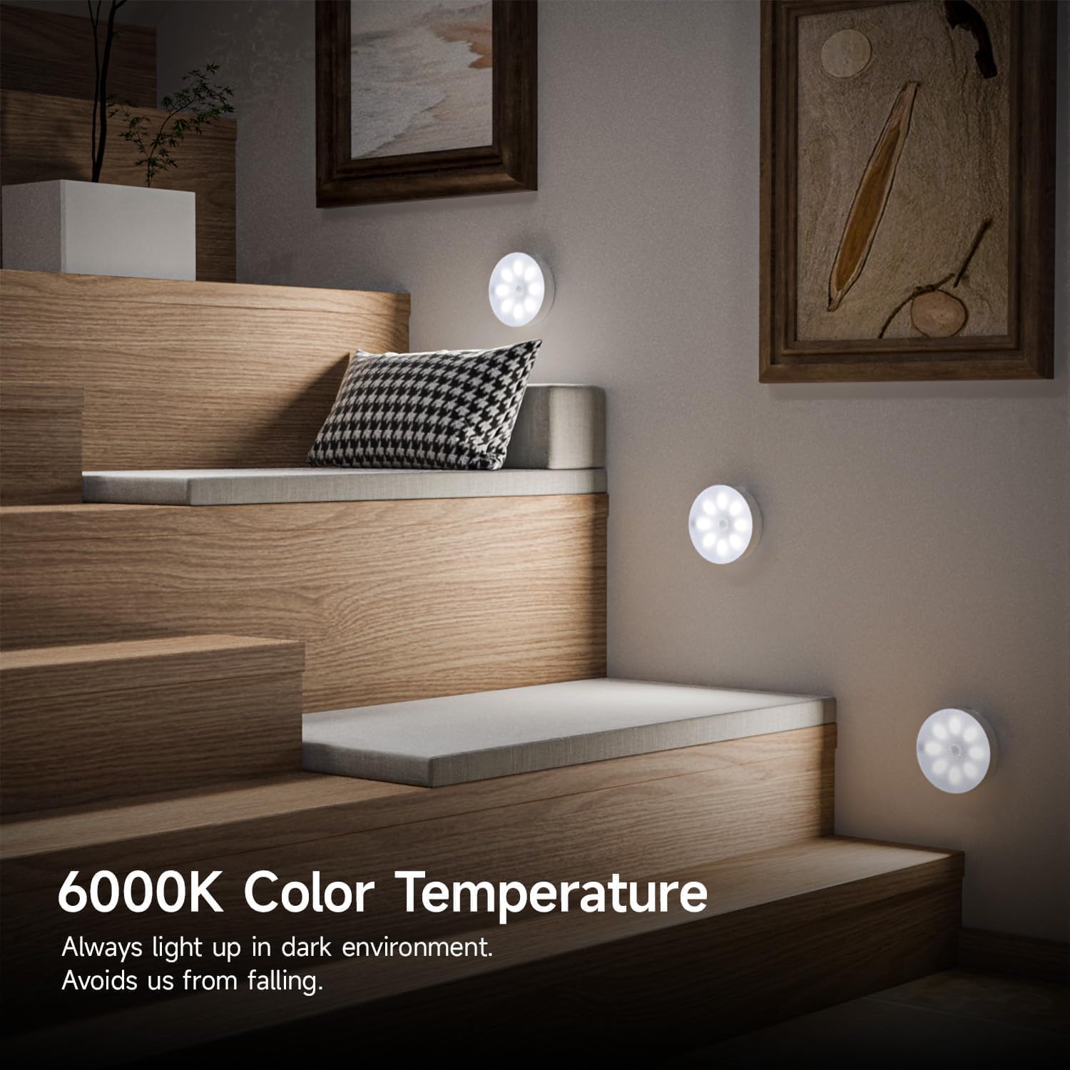 Motion Sensor Light for Home (Pack of 2) with USB Charging Wireless Self Adhesive LED Body Induction Lamp Sensor Light for Wardrobe Lights with Sensor Night Light for Cupboard Stairs