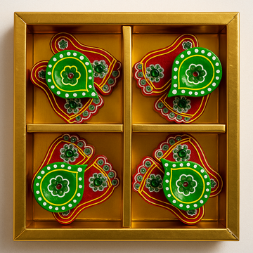 ShreeKriti™ Charan Paduka Stoneware Diyas- Pack of 4
