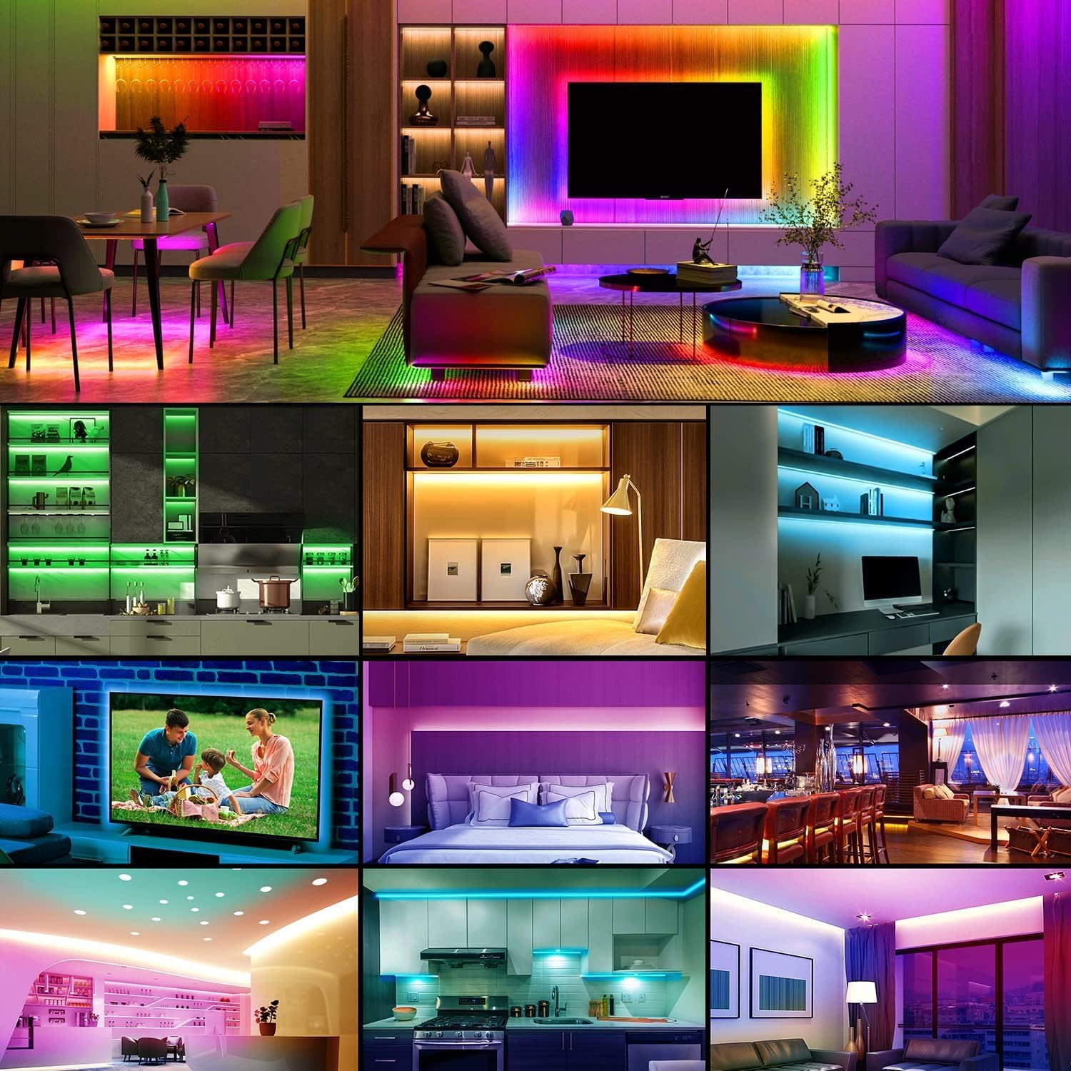 NIYAMAX 2 Meter USB-Powered 5050 RGB LED Strip Lights – 16 Color Changing Backlight Kit with Remote Control, 30 LEDs/M, Easy Installation, Perfect for Home Theater & Gaming Setup