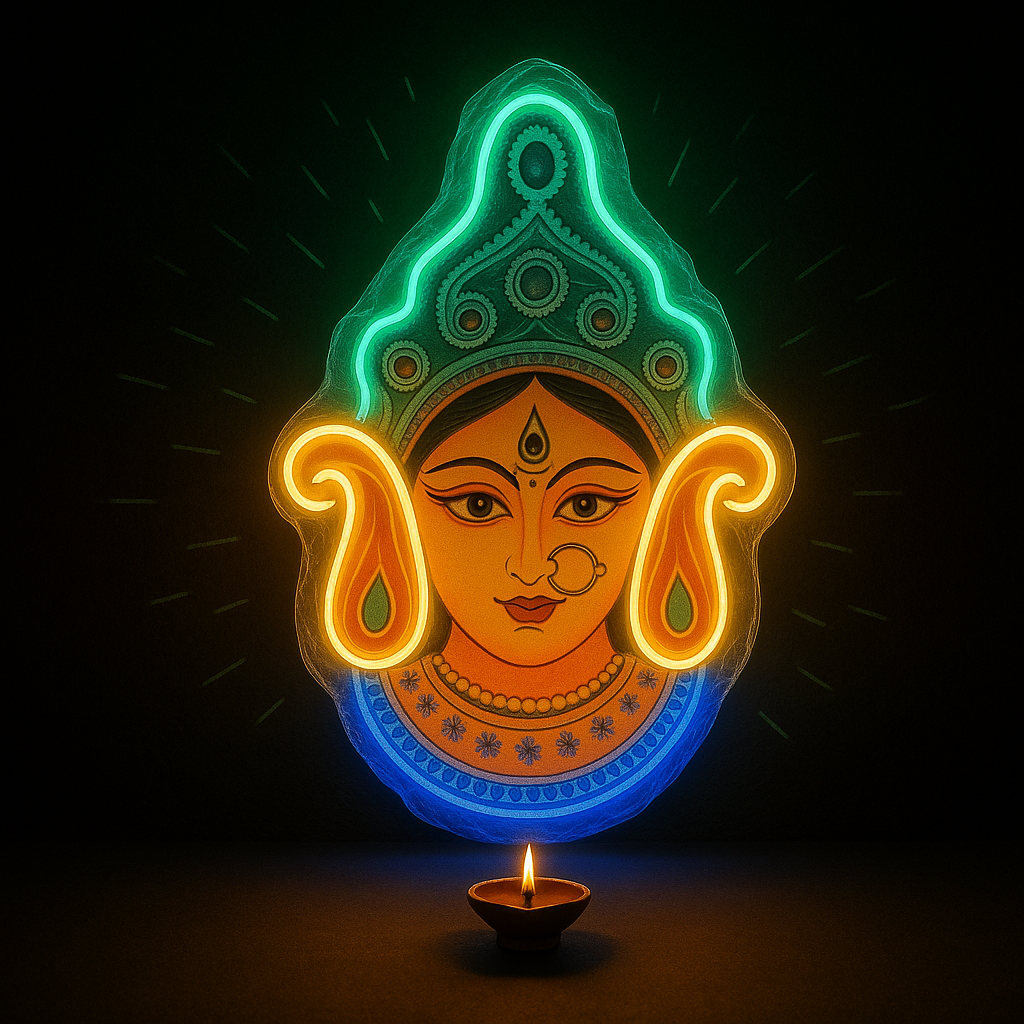 Durga Neon Wall Art Diya Festive LED