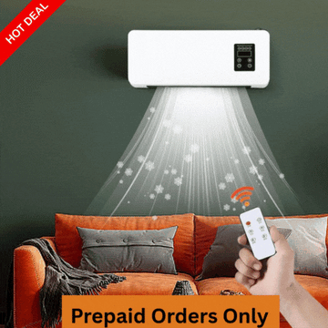 ECellStreet Mini Wall Mounted Air Conditioner (Heat Fan) | Portable Electric Heater Fan with Digital Display & Remote Control | Wall/Tabletop Use