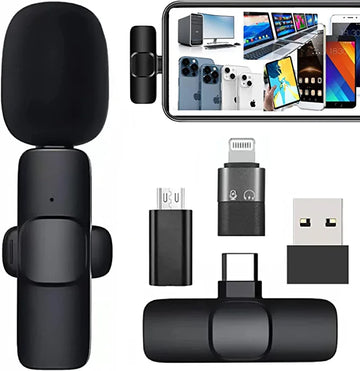 ECellStreet Wireless Universal Mic K8 Wireless Collar Mic for Type-C Android Cell Phone, Tablets & iPhone Supported Lavalier Microphone, Noise Reduction Lapel Mike -Shoots, Youtubers, Video Recording, Facebook, Live Stream
