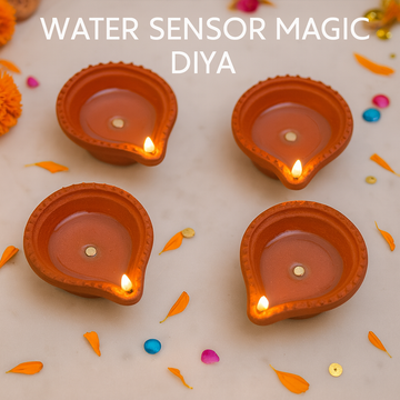 Water Sensor LED Diyas – Flameless Smokeless Warm Tea Light Candles for Diwali & Home Decoration