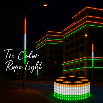 Indian Flag Tri Color Theme LED Rope Light – 15 Meter Premium Outdoor Strip