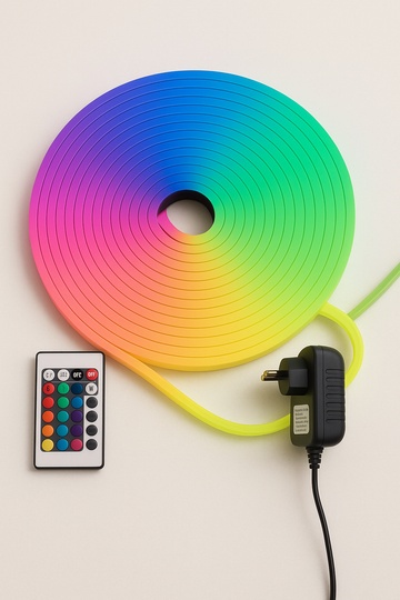 RGBW Neon 5M Rope Light – Remote-Controlled Brilliance for Every Celebration