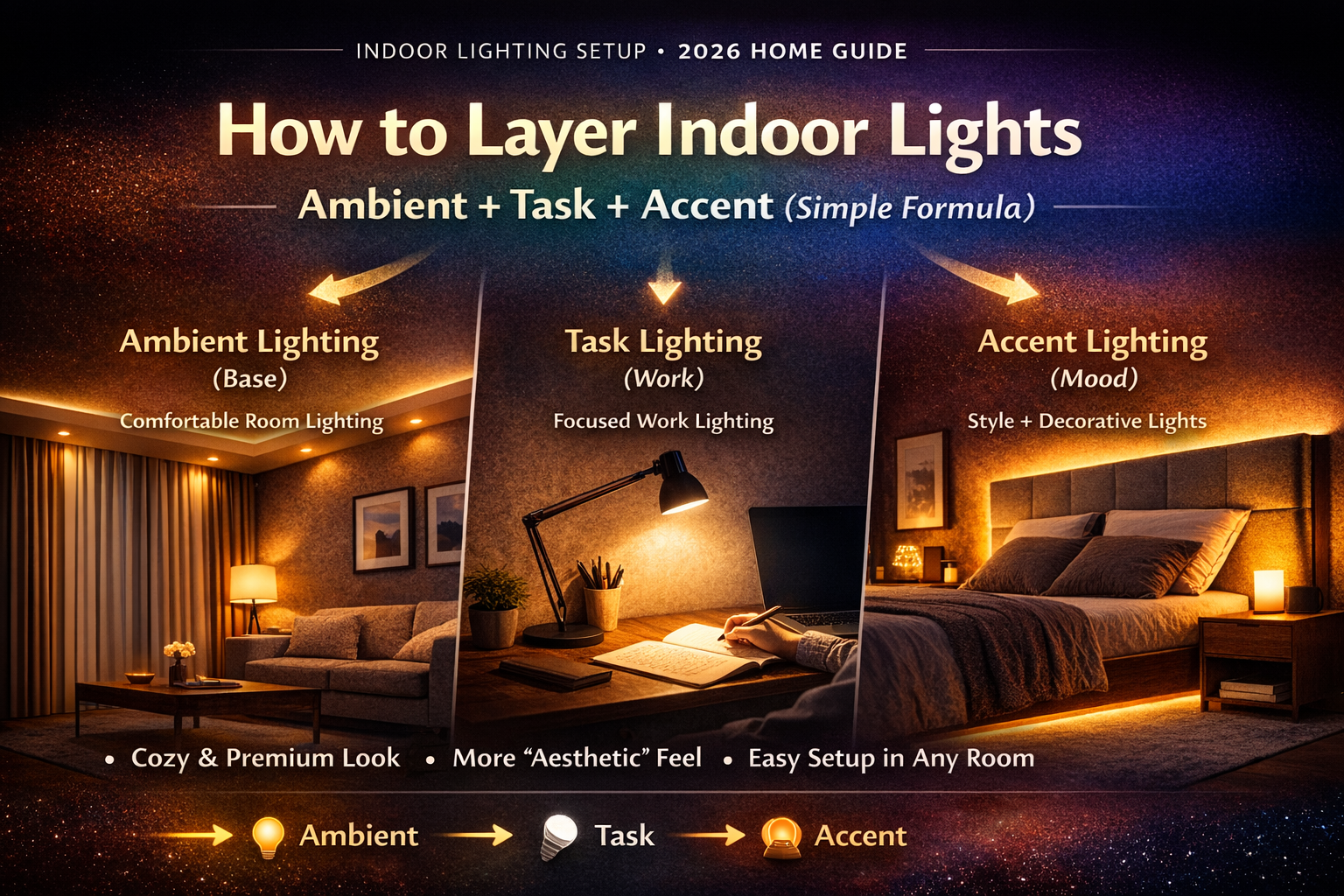 Lighting Provision How to Layer Indoor Lights: Ambient + Task + Accent (Simple Formula ...