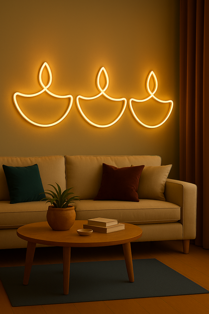 Festive Neon Diya (Warm White / RGB)