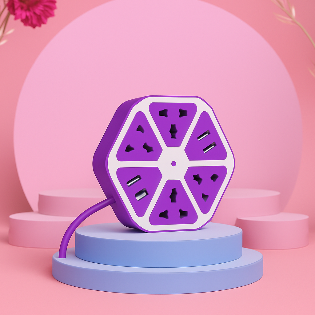 6-Port USB Socket with Cable Charging Pad Dock