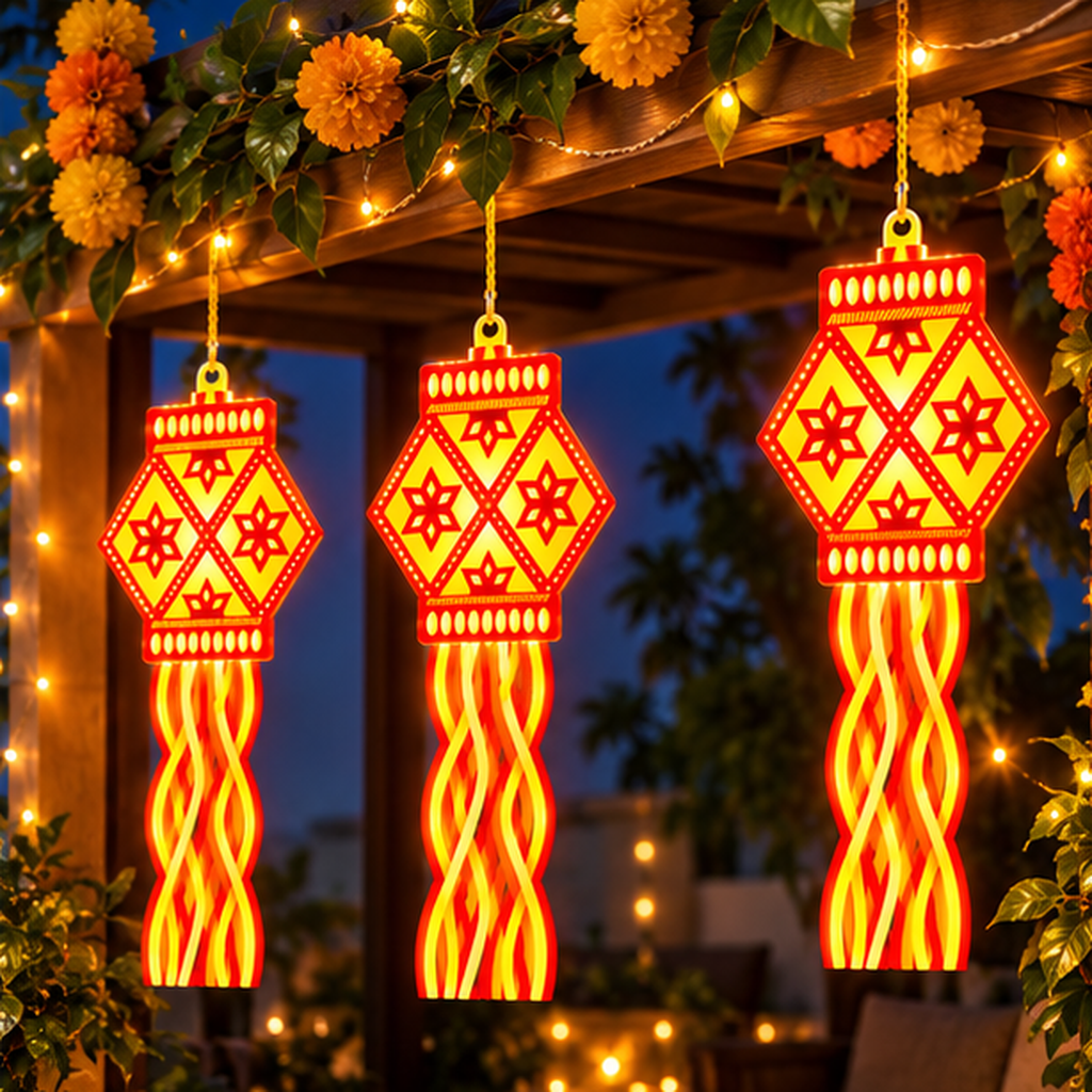 Royal Radiance LED Hanging Lantern – Traditional Golden Glow Decorative Light for Diwali, Home & Festive Decor
