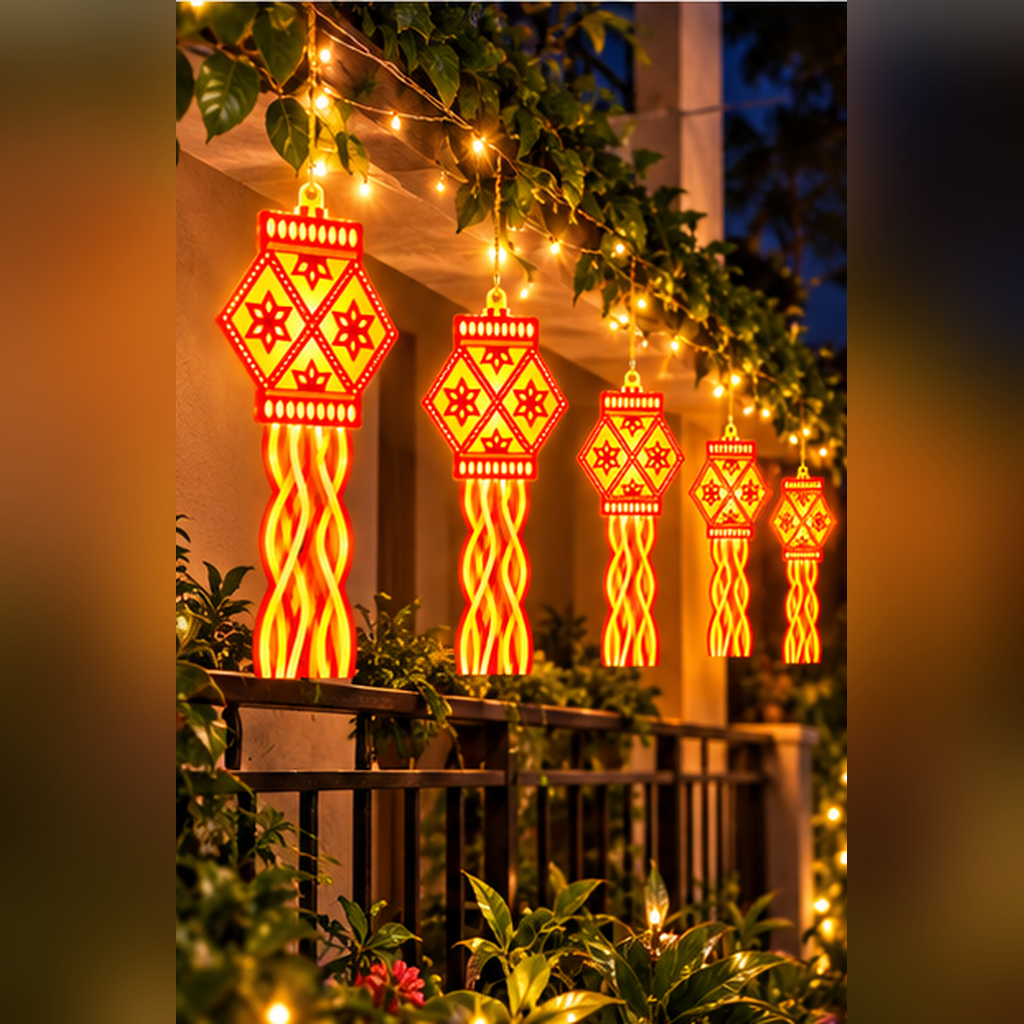 Royal Radiance LED Hanging Lantern – Traditional Golden Glow Decorative Light for Diwali, Home & Festive Decor