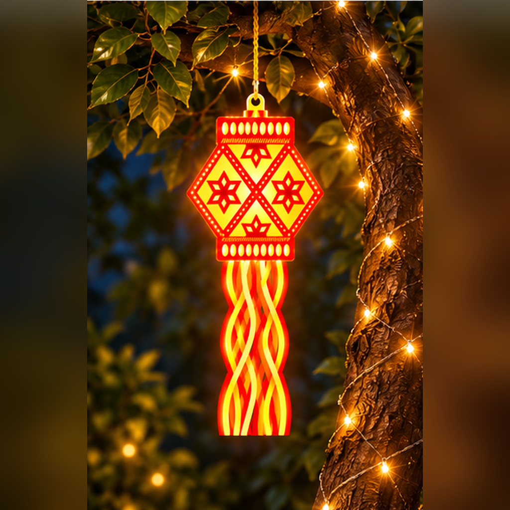 Royal Radiance LED Hanging Lantern – Traditional Golden Glow Decorative Light for Diwali, Home & Festive Decor