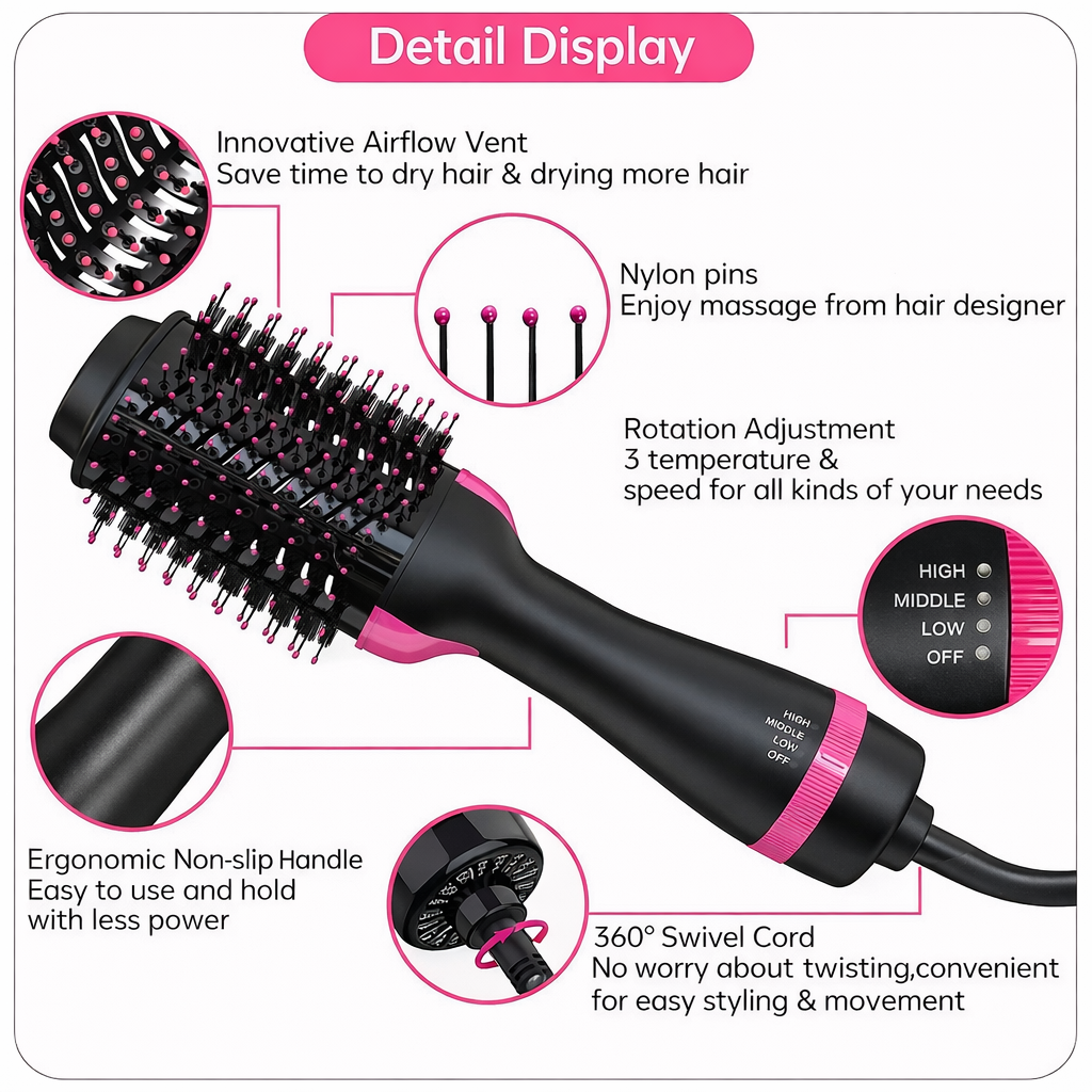 3in1 Hot Air Brush Dryer