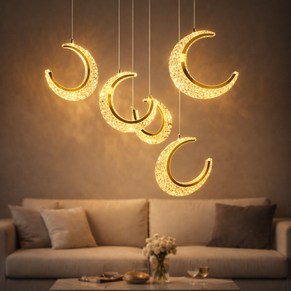Crescent Moon Crystal Pendant Light —(1 Ft)