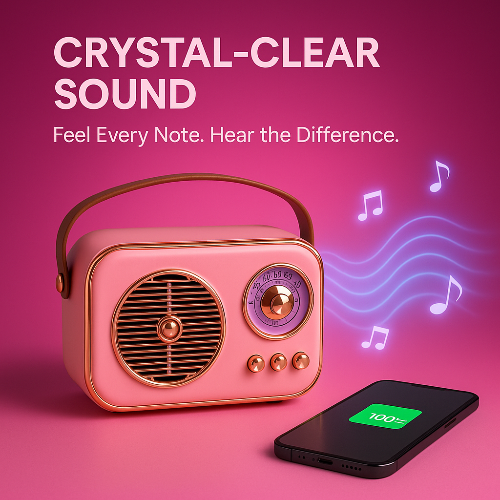 SonicOrb RetroWave 15W Bluetooth Speaker Deep Bass