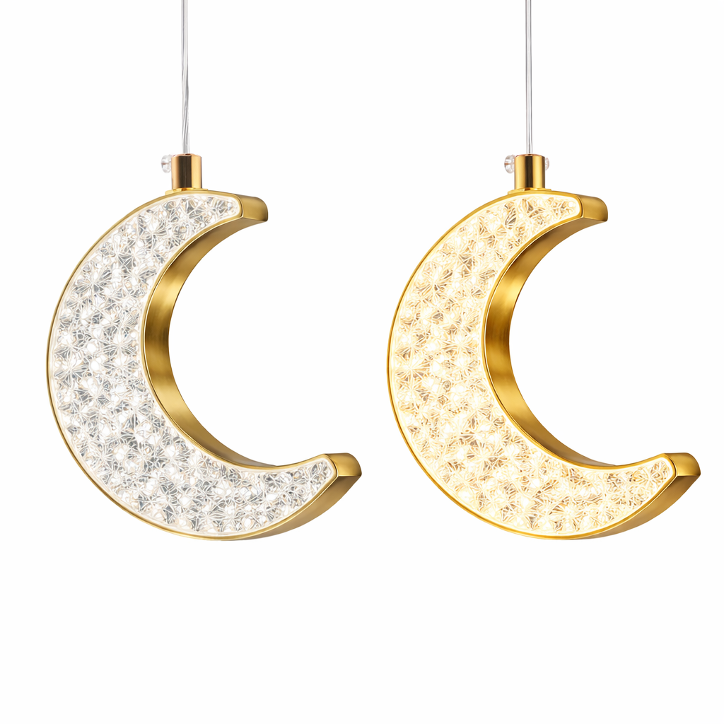 Crystal Crescent Moon Pendant Light — Single Piece (1 Ft)