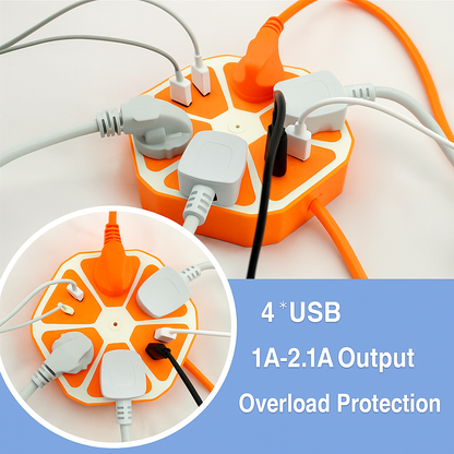 6-Port USB Socket with Cable Charging Pad Dock