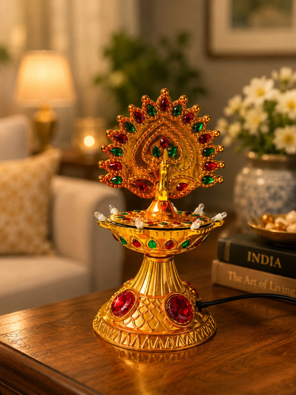 Royal Peacock LED Electric Diya