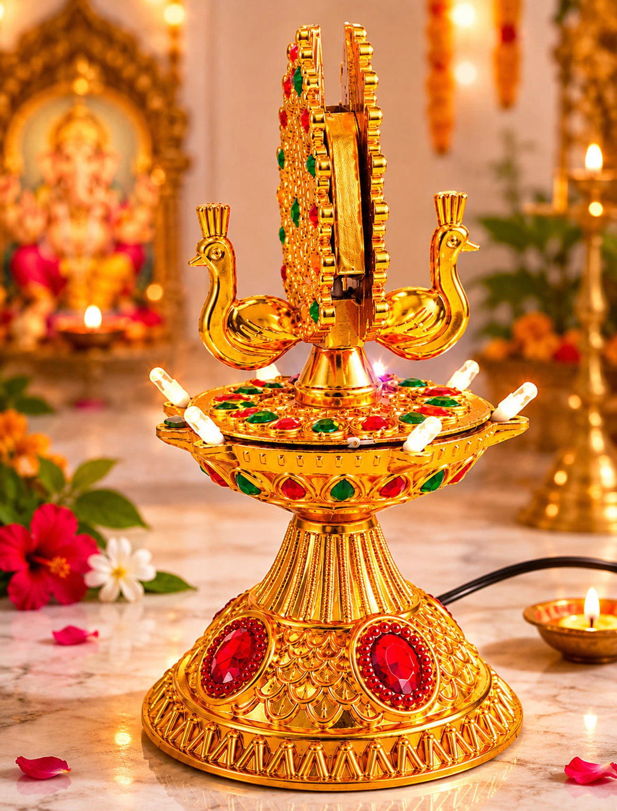 Royal Peacock LED Electric Diya