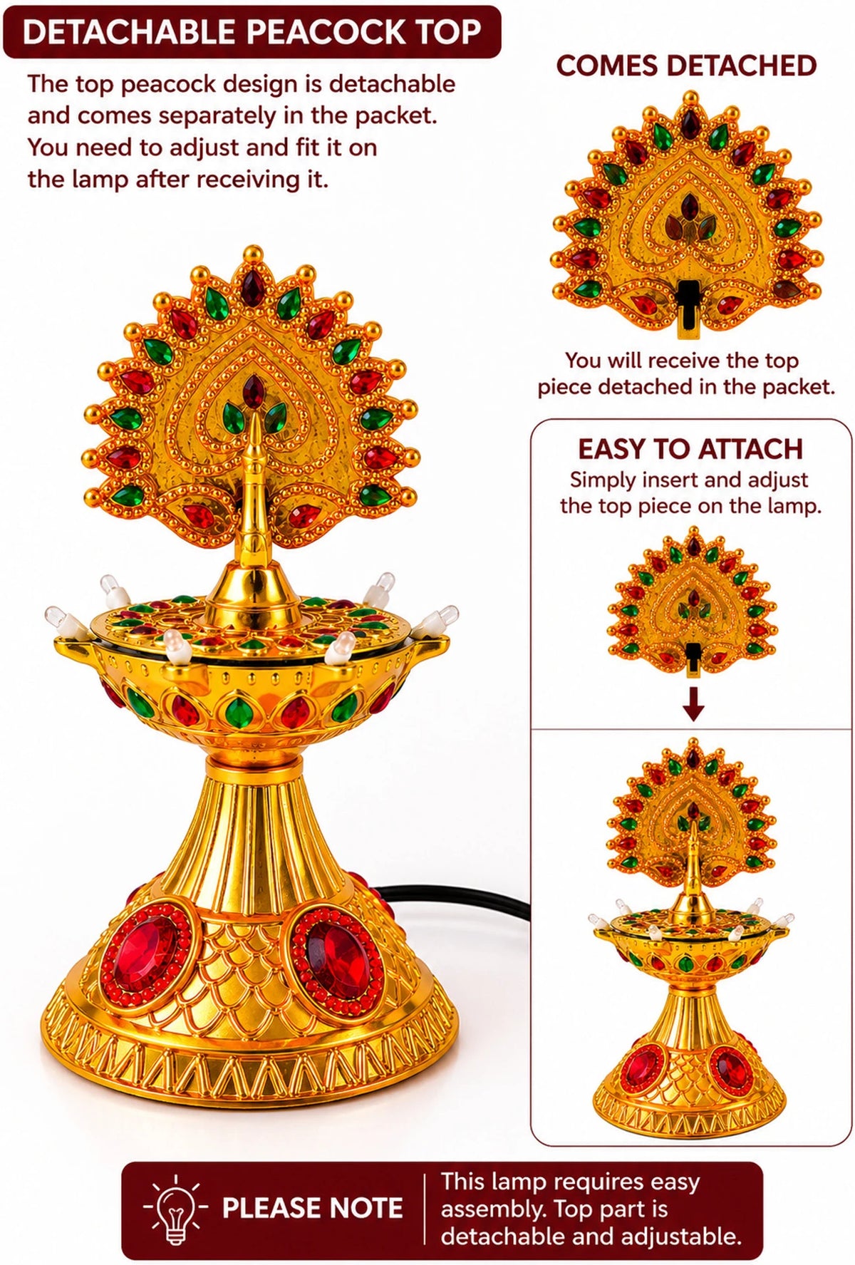 Royal Peacock LED Electric Diya
