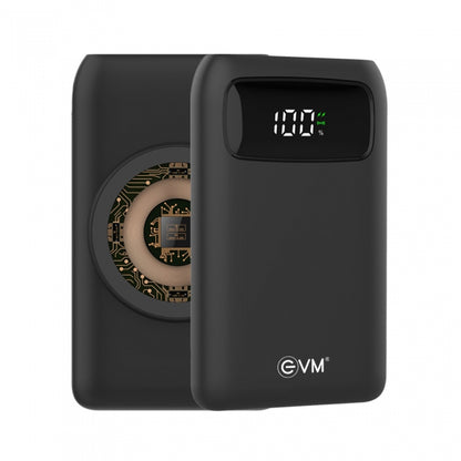 EVM EnMag Lithium_Polymer Power Bank 10000MAH with 15W Max Wireless Charging, Digital Indicator, QI Fast Charge, Air Allowable (P0209, Black)