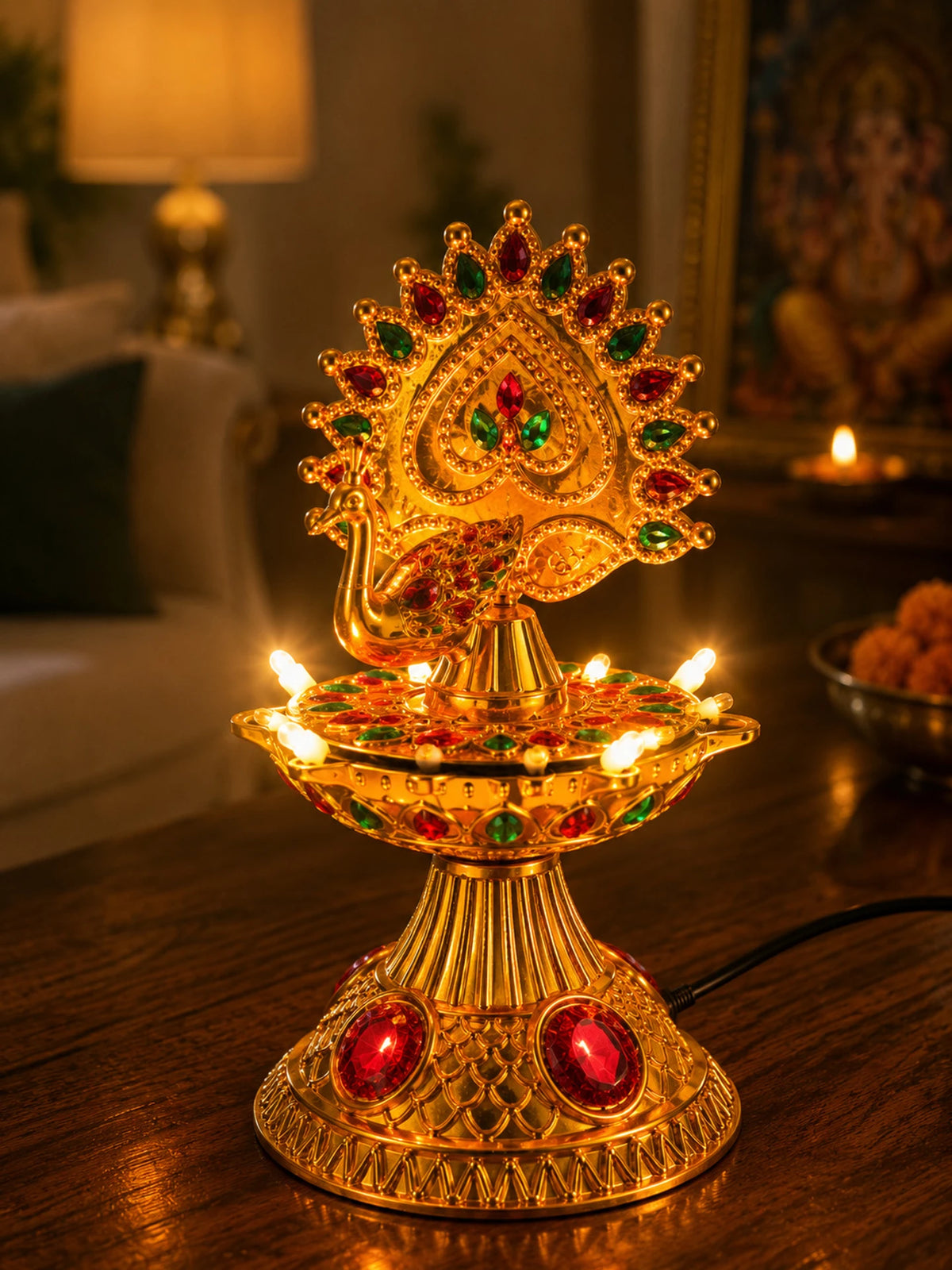 Royal Peacock LED Electric Diya