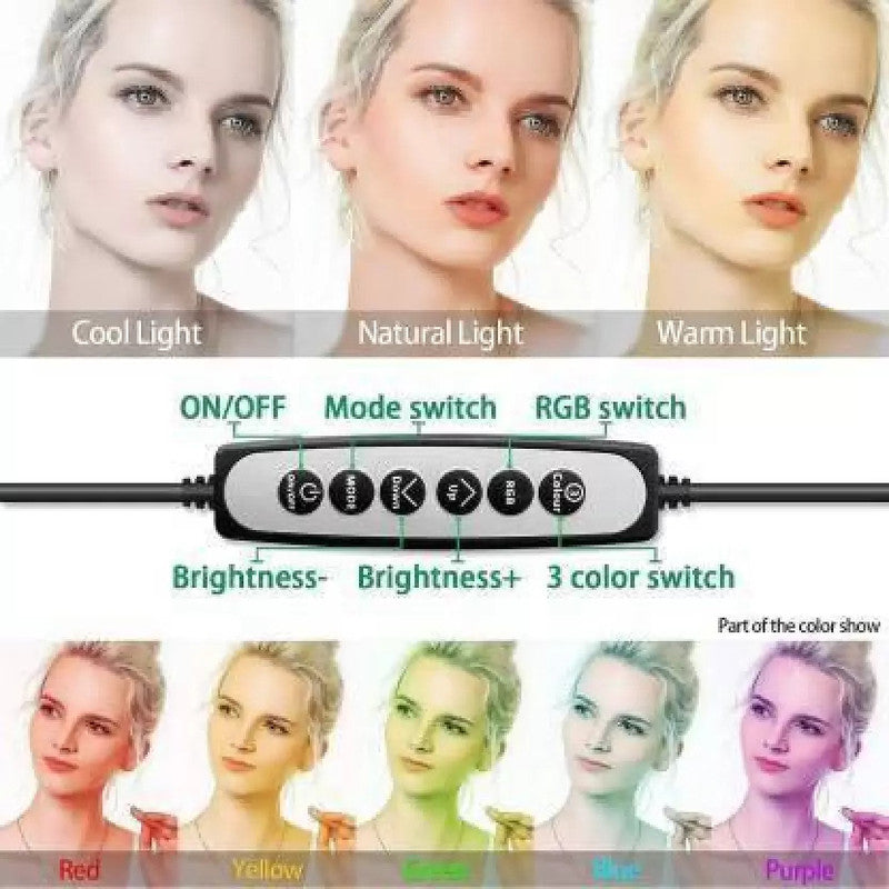 RGB LED Soft Ring Light 10Inch, RGB Flash Ring Light for Camera Smartphone YouTube Video Shooting and Makeup