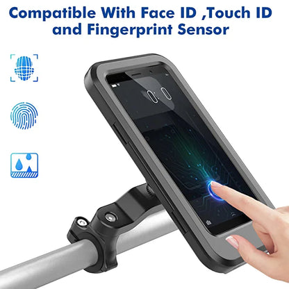 Bike Phone Holder Waterproof Mobile Phone Case for Bike Universal Motorcycle Phone Mount Bicycle Handlebar with Sensitive Touch Screen Fit Below 7.2 Smartphone