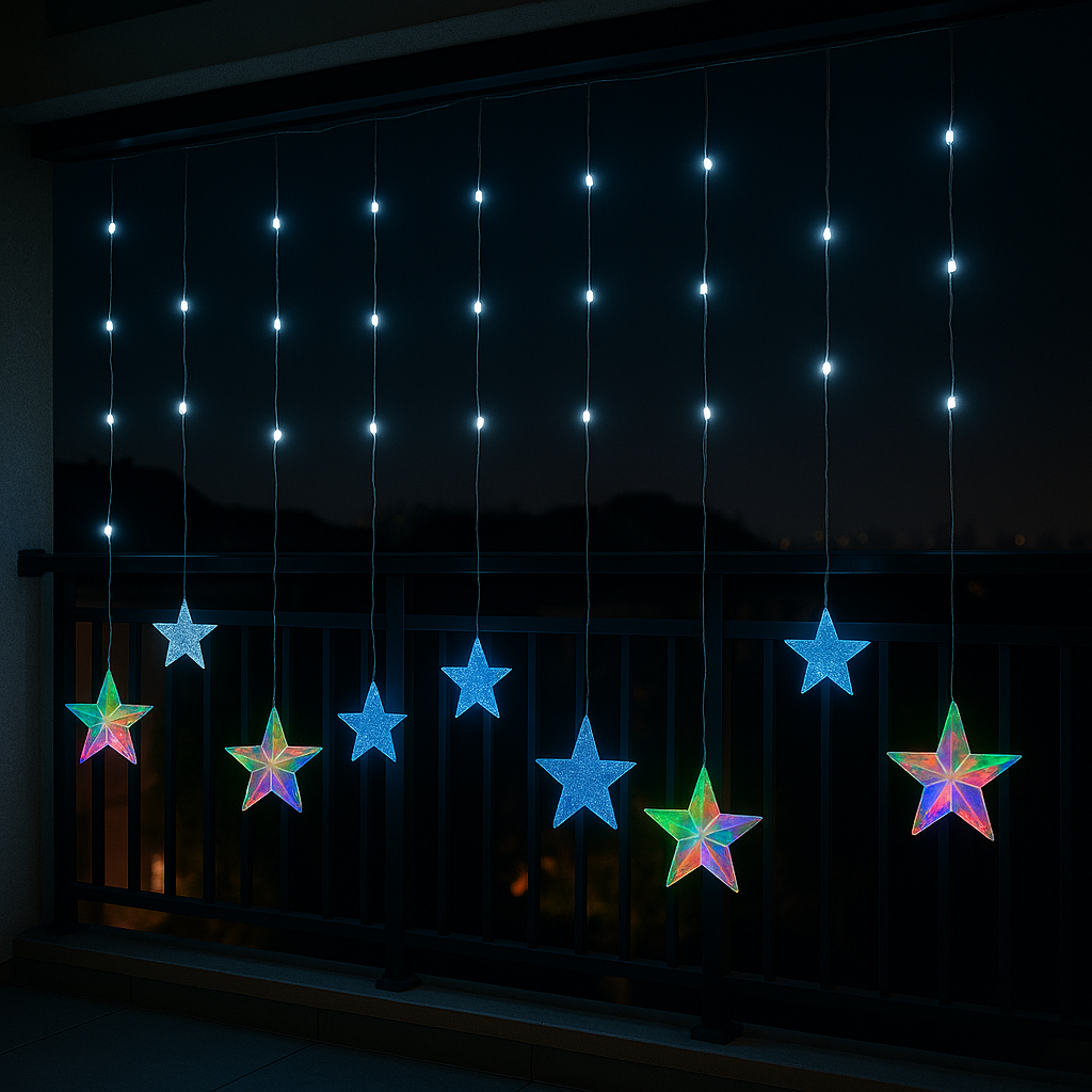 Multicolor Glowing Star Curtain Lights