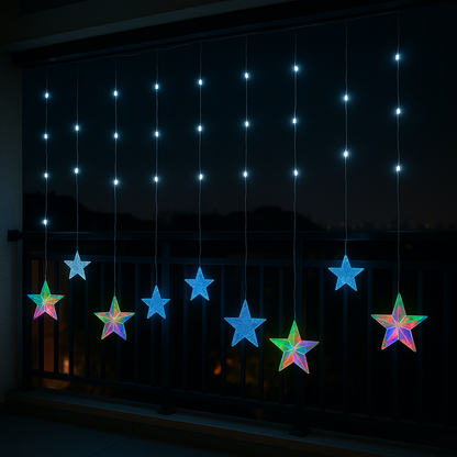 Multicolor Glowing Star Curtain Lights