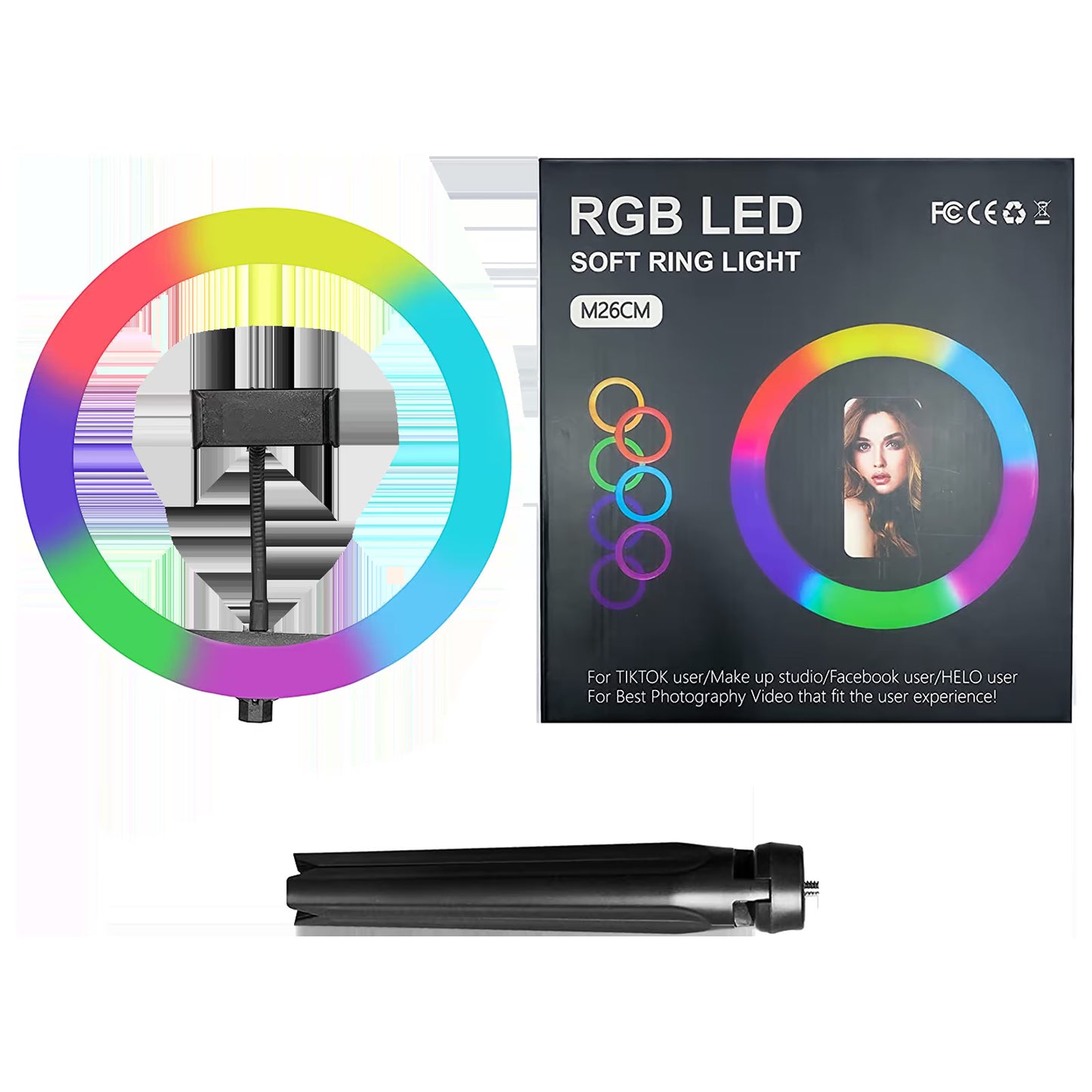 RGB LED Soft Ring Light 10Inch, RGB Flash Ring Light for Camera Smartphone YouTube Video Shooting and Makeup