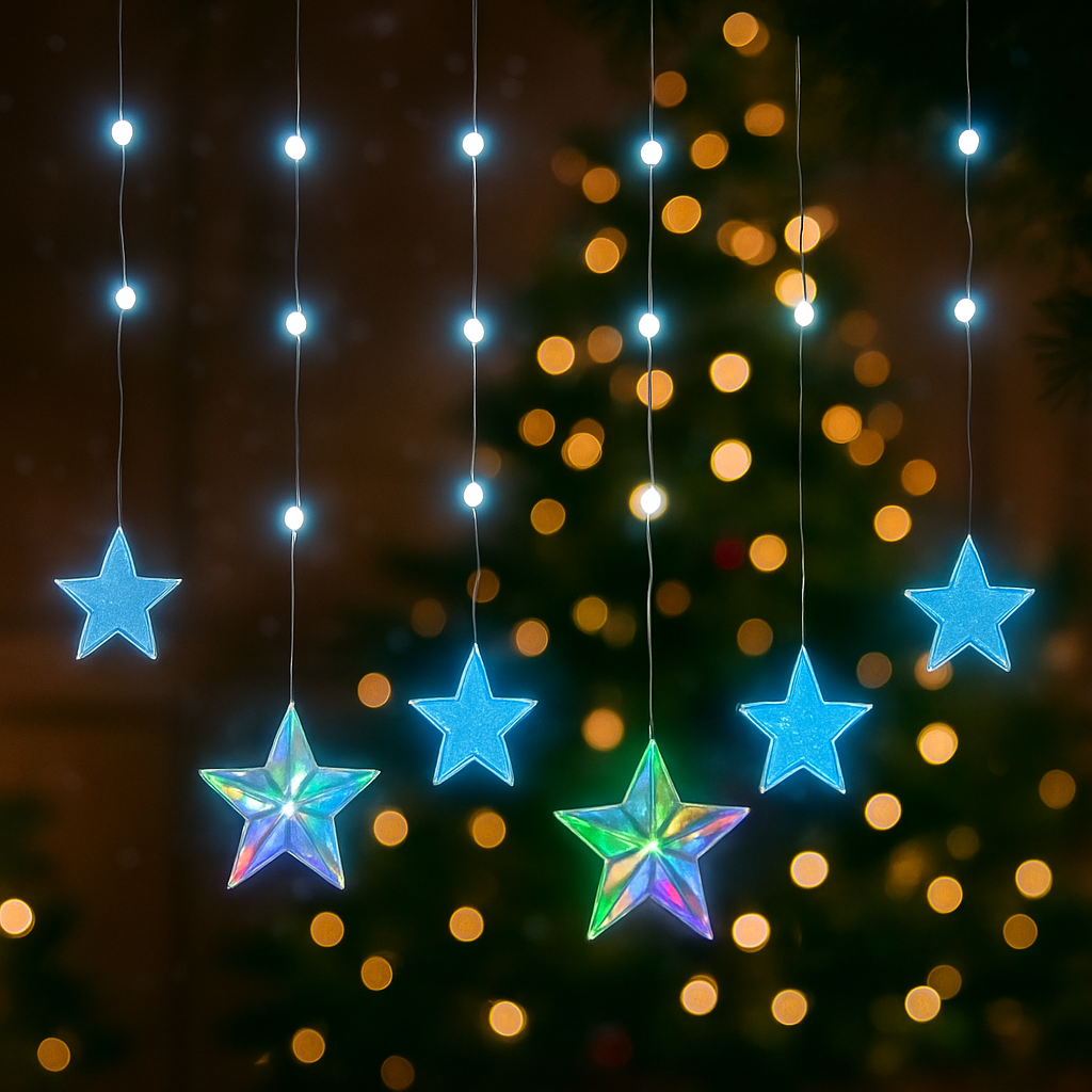 Multicolor Glowing Star Curtain Lights