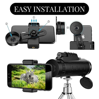 Panda Camera 40x60 HD Monocular Lens Telescope with Mini Tripod and Mobile Camera Clip for All Smartphones