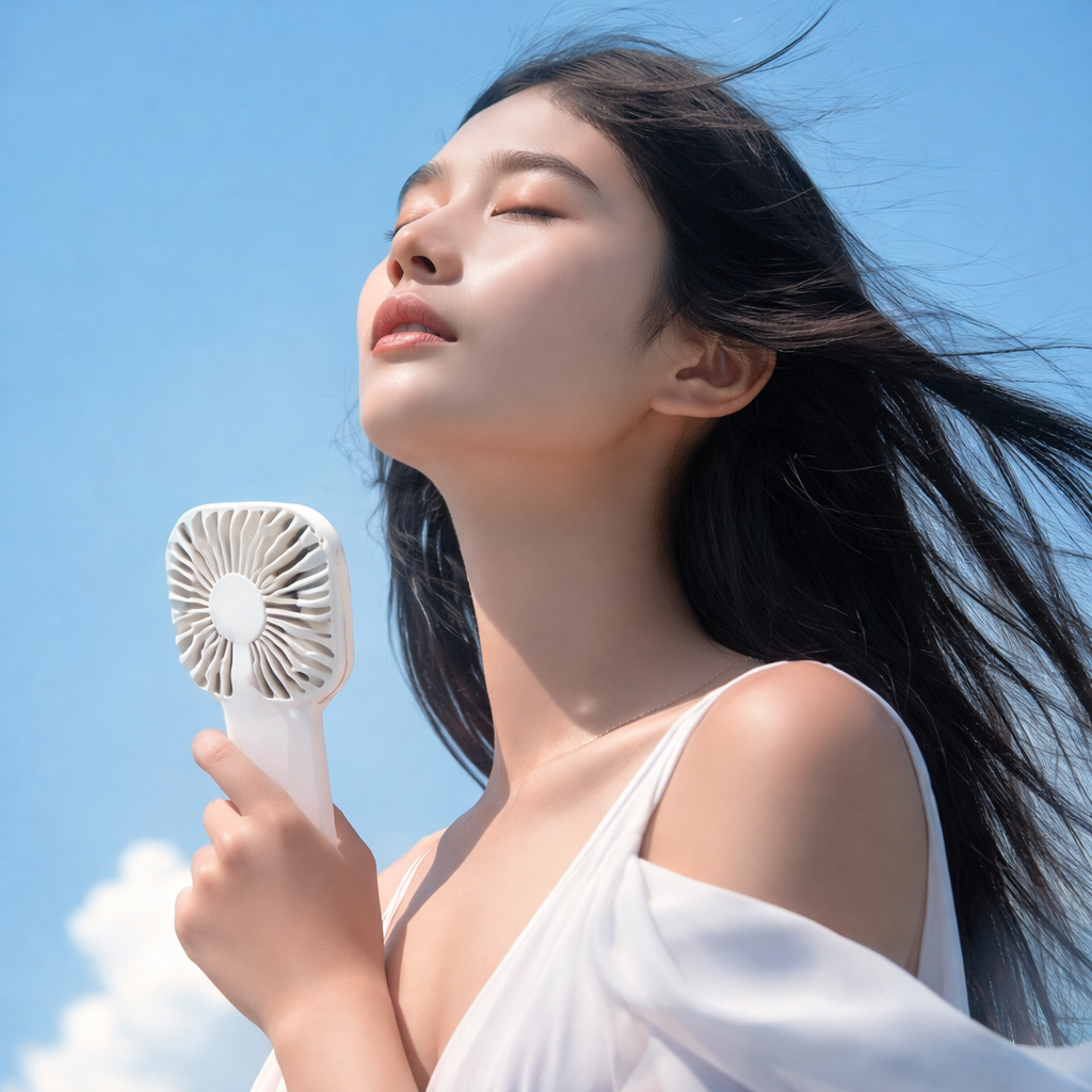 AIRZO Portable Mini Cooling Fan with Stand – 6 Speed Adjustable Rechargeable Personal Fan for Desk, Travel & Summer