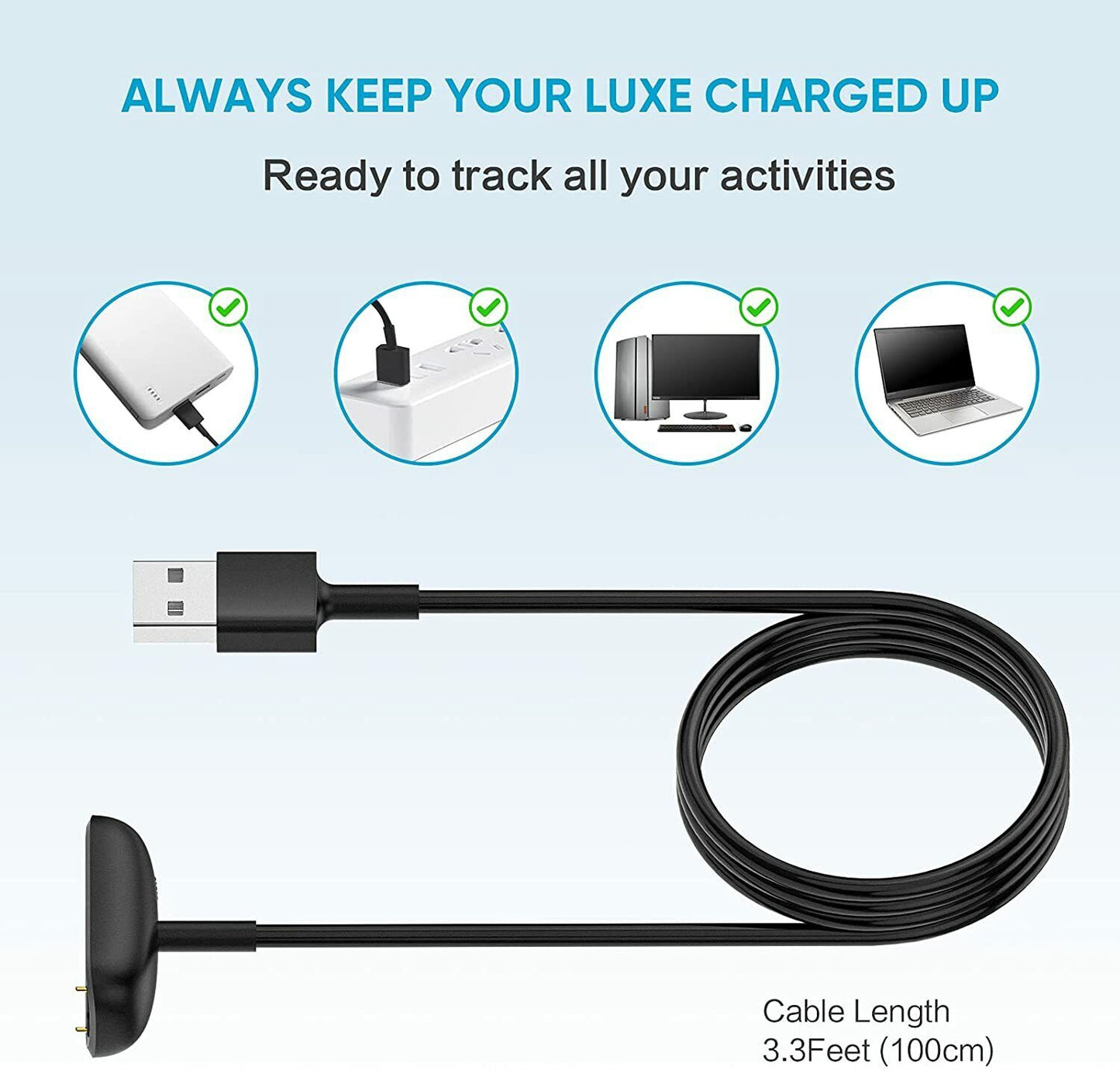USB Charging Cable Compatible with Fitbit Charge 5 | Fitbit Luxe | Fitbit Luxe Special Edition