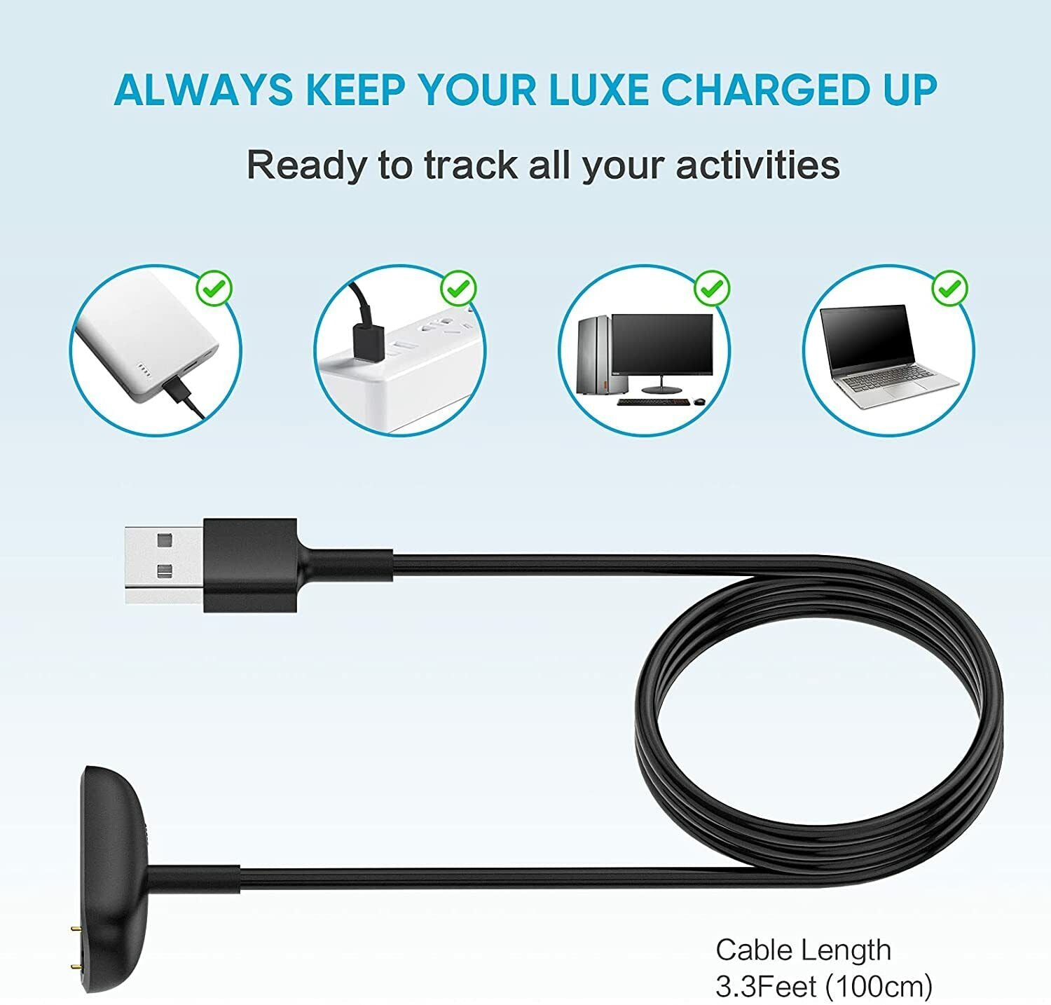 USB Charging Cable Compatible with Fitbit Charge 5 | Fitbit Luxe | Fitbit Luxe Special Edition