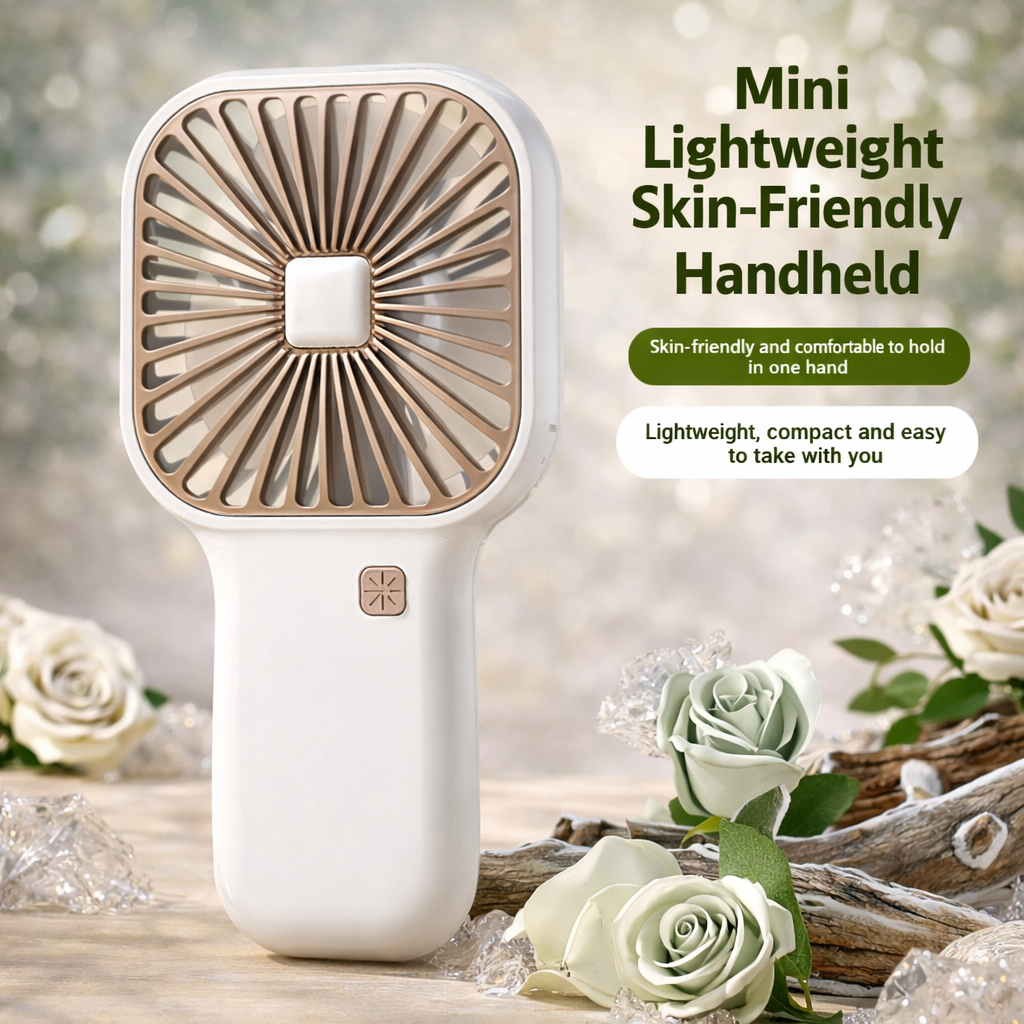 AIRZO Portable Mini Cooling Fan with Stand – 6 Speed Adjustable Rechargeable Personal Fan for Desk, Travel & Summer