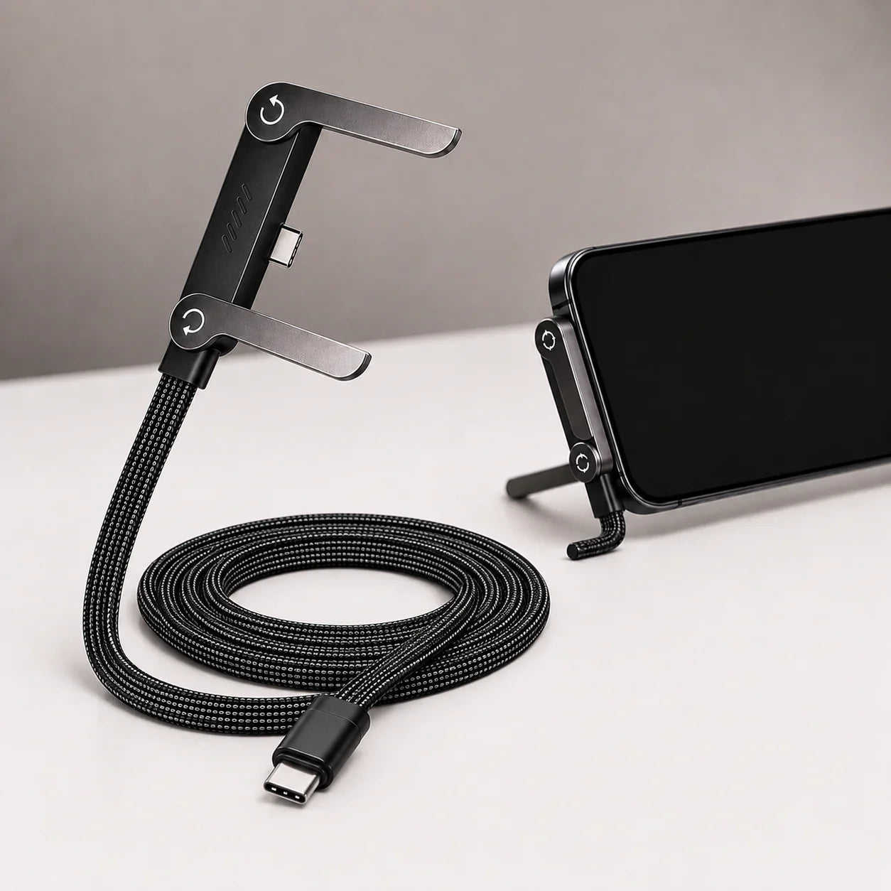 ChargeNest 240W USB-C PD Fast Charging Adapter with Foldable Adjustable Phone Stand