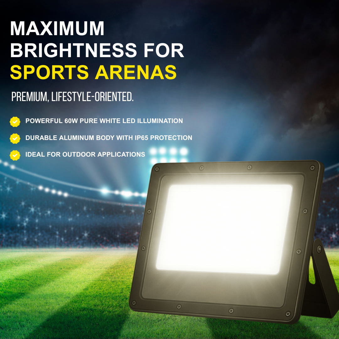 60W LED Flood Light – Pure White, Waterproof & Durable