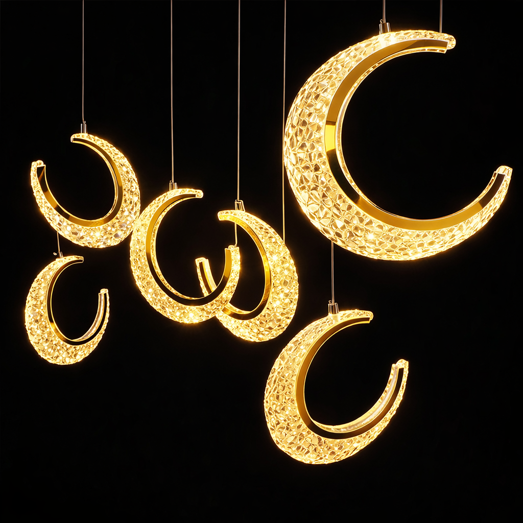 Crescent Moon Crystal Pendant Light —(1 Ft)